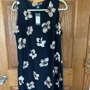 Tommy Hilfiger Black Midi Dress with Cream Floral Print